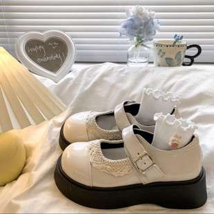 Thick-Soled Mary Jane Shoes for Women 2025 New Spring and Summer with Skirt Jk Round Toe Thick Heel Popular Cute Small Leather Shoes