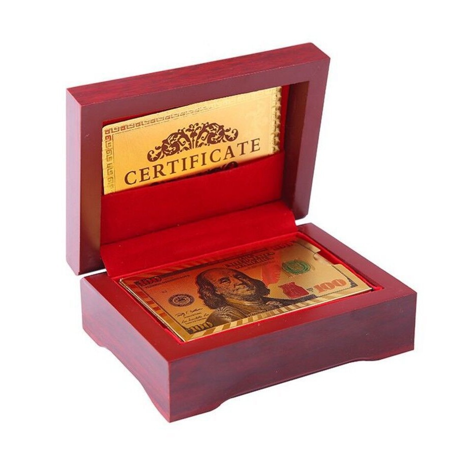 金箔塑料扑克牌PET专用扑克加红木盒子现货木质纪念礼品盒包装PVC|ru