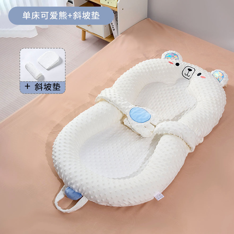 ベビーベッドインベッド多機能取り外し可能な新生児なだめる睡眠パッドベビー睡眠の巣折りたたみ式抗圧力脊椎プロテクター|undefined