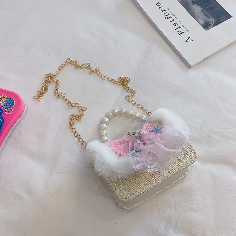 Bolso DE LOS NIÑOS estilo Chanel cadena bolsa de mensajero lindo bebé niña moda chica bolso de hombro moda perla