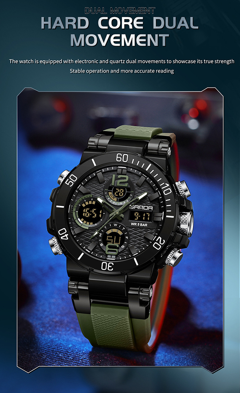 Orologio per bambini Orologio elettronico multifunzionale fosforescente impermeabile orologio da uomo tendenza nero tecnologia studenti orologio elettronico da uomo_voghion.com