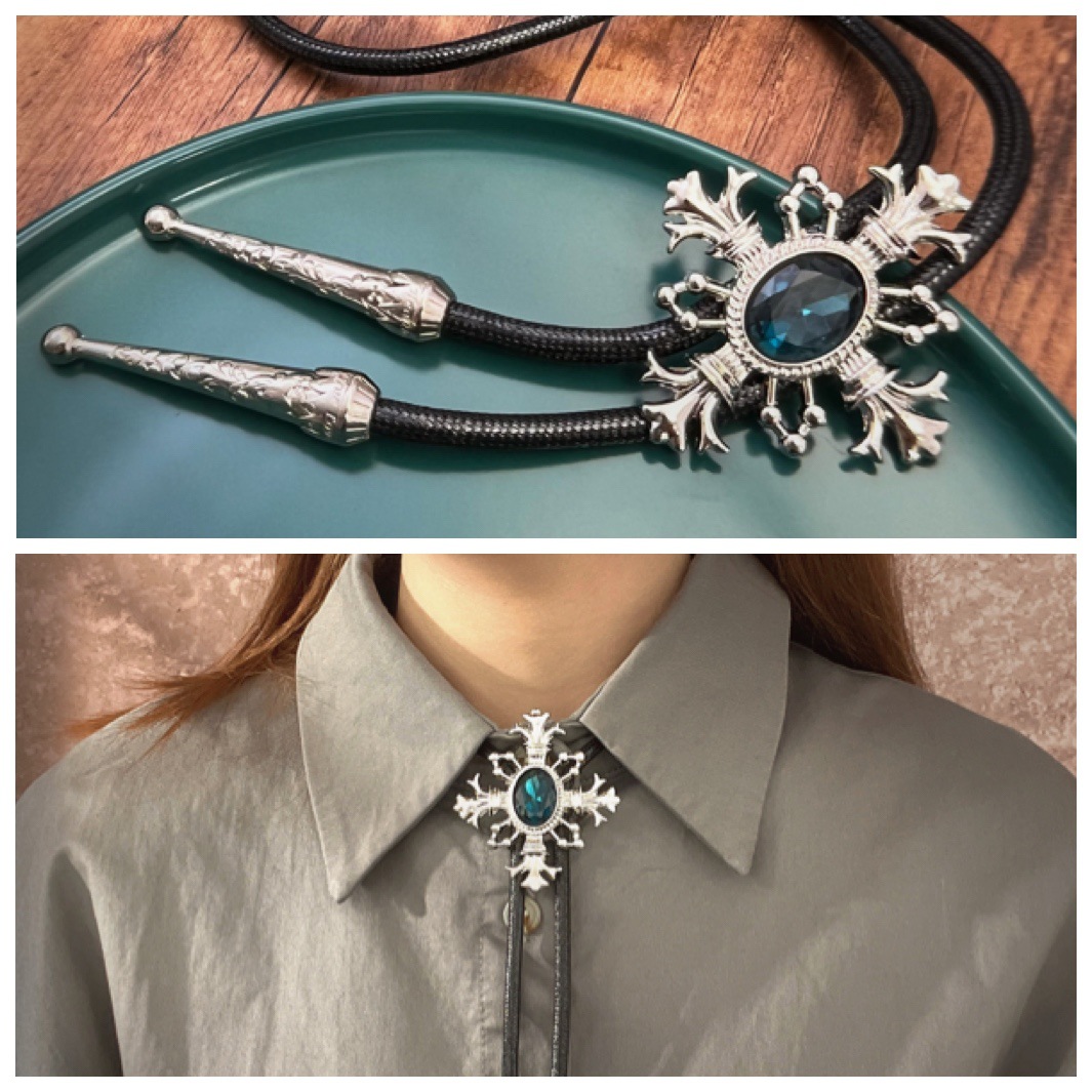 Cravatta da uomo in stile coreano, stile western, stile cowboy, con papillon, collana e cravatta alla moda_voghion.com