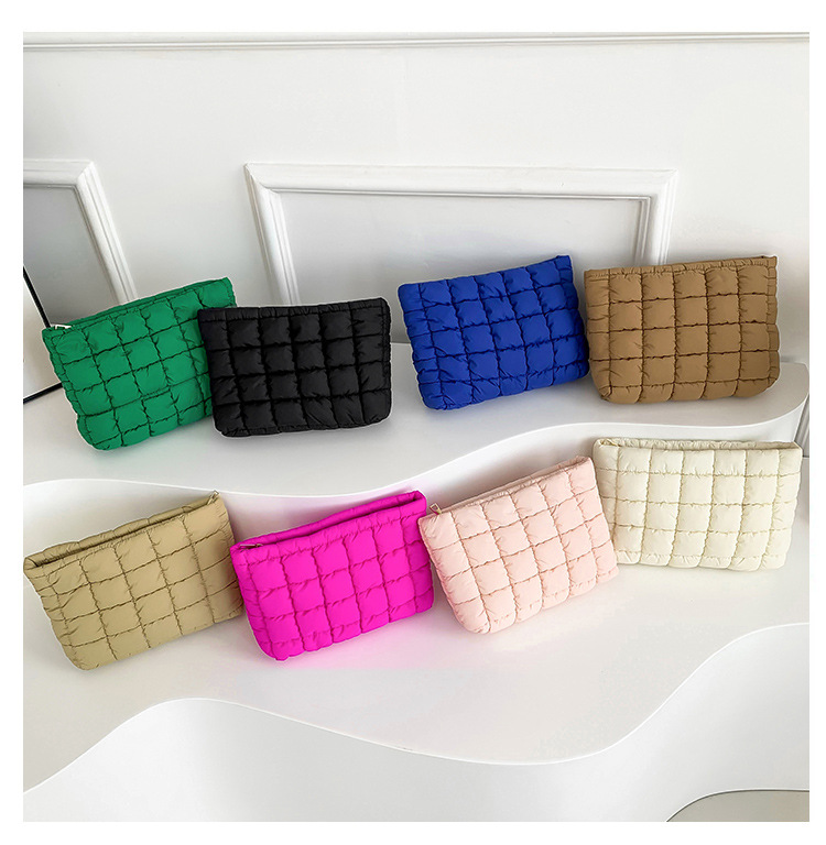 175g Weight Synthetic Leather Lining Material Magnetic Buckle Closure Type / Strap Type Clutch Bag Bags Type Holiday, Travel Occasion Cotton Material Lattice, Solid Color Pattern All Seasons Season Women's Gender Basic, Classic Style Style Medium Size Basic Classic Style Lattice Solid Color Cotton Makeup Bags 17