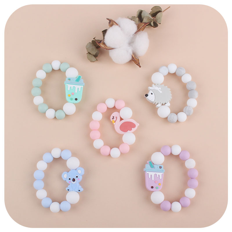 Nueva DIY creativo de dibujos animados juguetes de silicona suministros para bebés de dibujos animados animal erizo nube de silicona pulsera mordedor