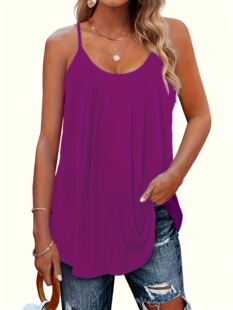 Q 797 Pleated Spaghetti Strap Tank �ް����玧�����¿�W����