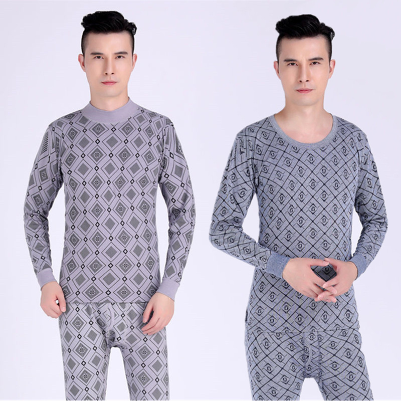 Spring and Autumn Men's Autumn Clothes Men's Base Thermal Underwear Men's Thin Upper Clothes for Middle-aged and Elderly People Elastic Crewneck Cotton Sweater