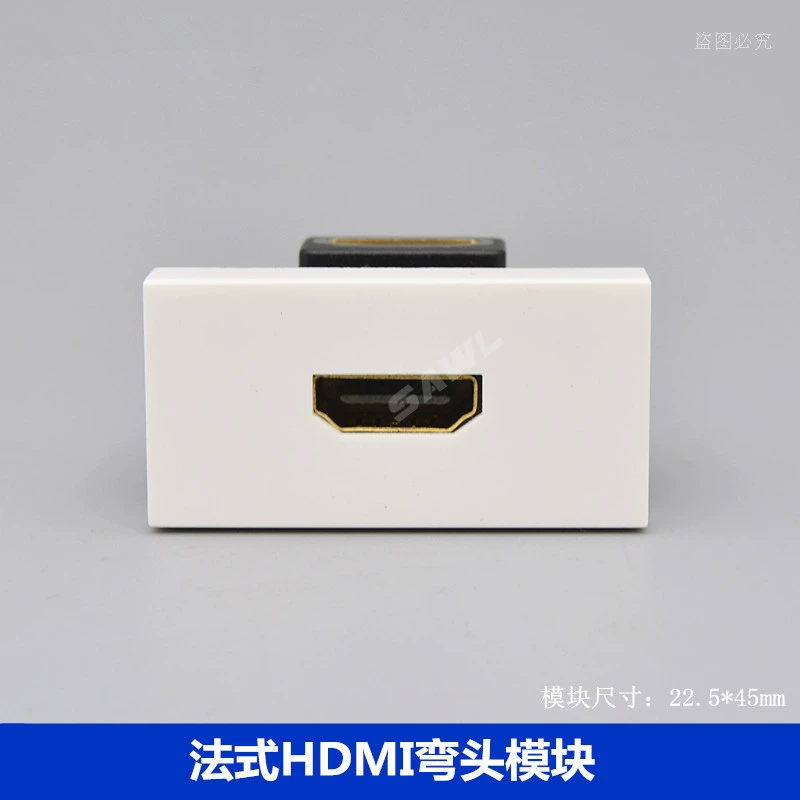 Французский угловой модуль HDMI 45-образный штекер цифрового ТВ HDMI HD, 90-градусный прямоугольный, функциональные части панели HDMI