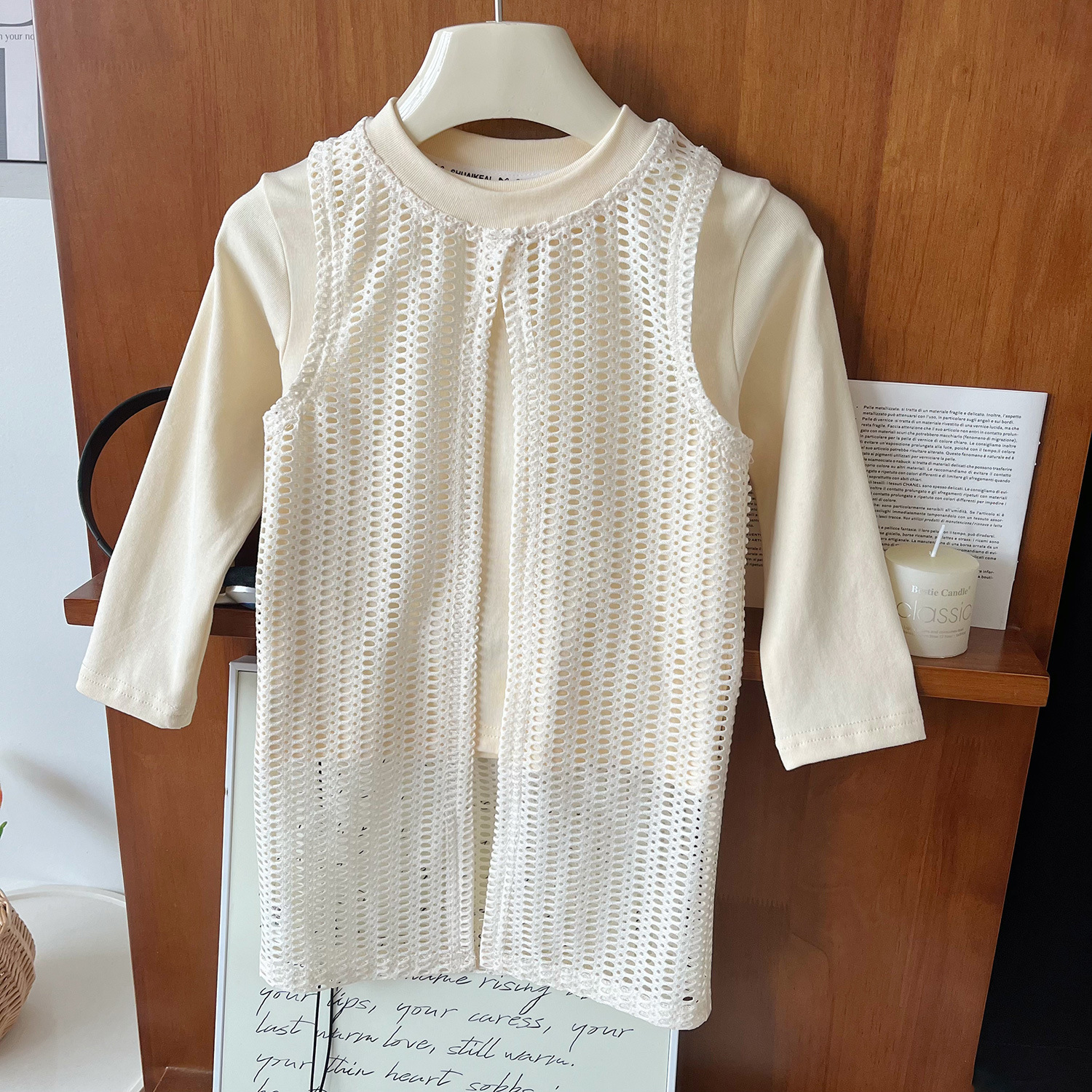 2024 Herbst Neue Koreanische Ausgabe Mädchen Ärmelloses Tanktop, Langes Hemd, Jeans, Lässiges dreiteiliges Set 67379_voghion.com