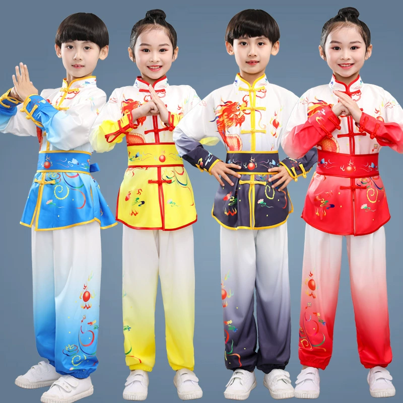 Детская одежда для выступлений в боевых искусствах, одежда для выступлений в детском саду, тренировочная одежда для соревнований, мужская и женская весенне-летняя одежда с длинными и короткими рукавами