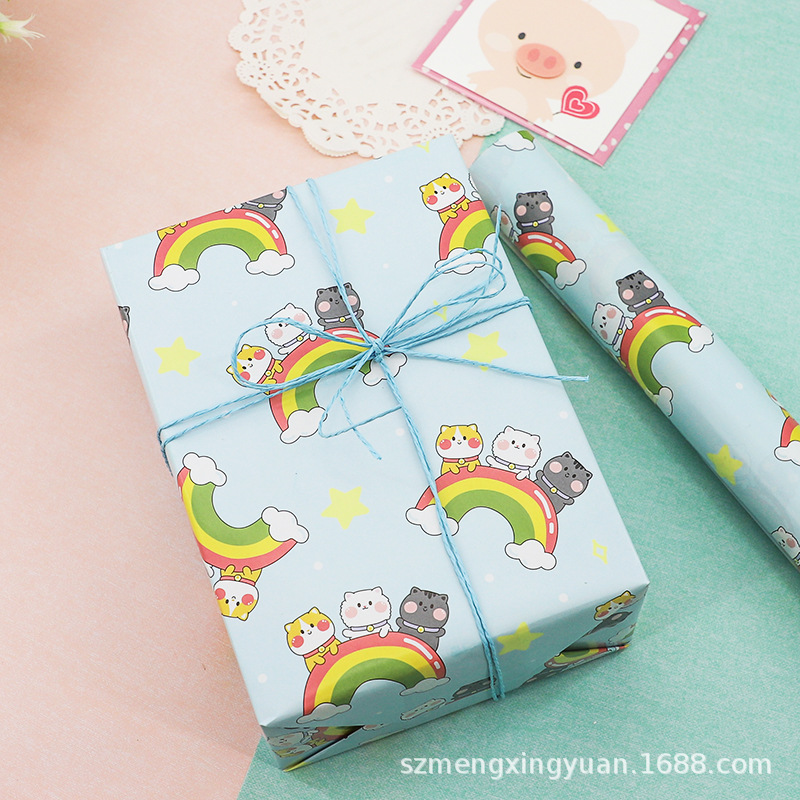 Dibujos animados lindo cumpleaños Día DE LOS NIÑOS regalo caja de regalo papel de embalaje material de embalaje de papel de regalo