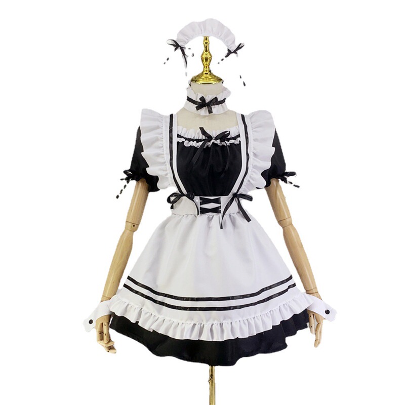 日本の黒い白いメイドの服の大きい男の日常のローリのメイドのかわいいlolitaのワンピースの大きいサイズ|undefined