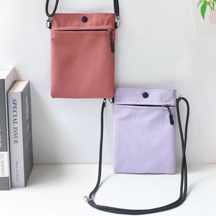 Factory Customized Pure Color Double-Layer Mobile Phone Bag Waterproof Nylon Crossbody Shoulder Mini Bag Portable Coin Purse