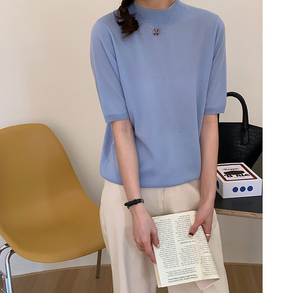 elegant woolen autumn solid color colored knitted sweater