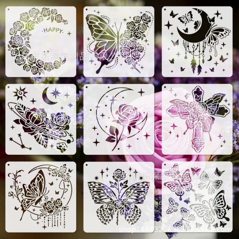 Тема Amazon Rose Light Год Серия Полная картина Шаблон Луна бабочка Роза Цветок Звезды Текстурированный узор