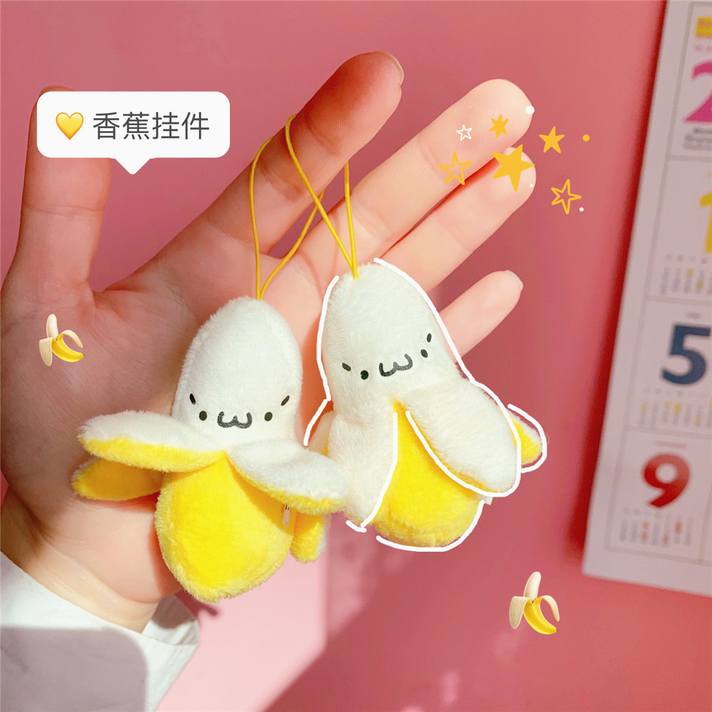 Japonés lindo pequeño colgante de plátano felpa peeling colgante de plátano bolsa colgante accesorios par novias regalo femenino