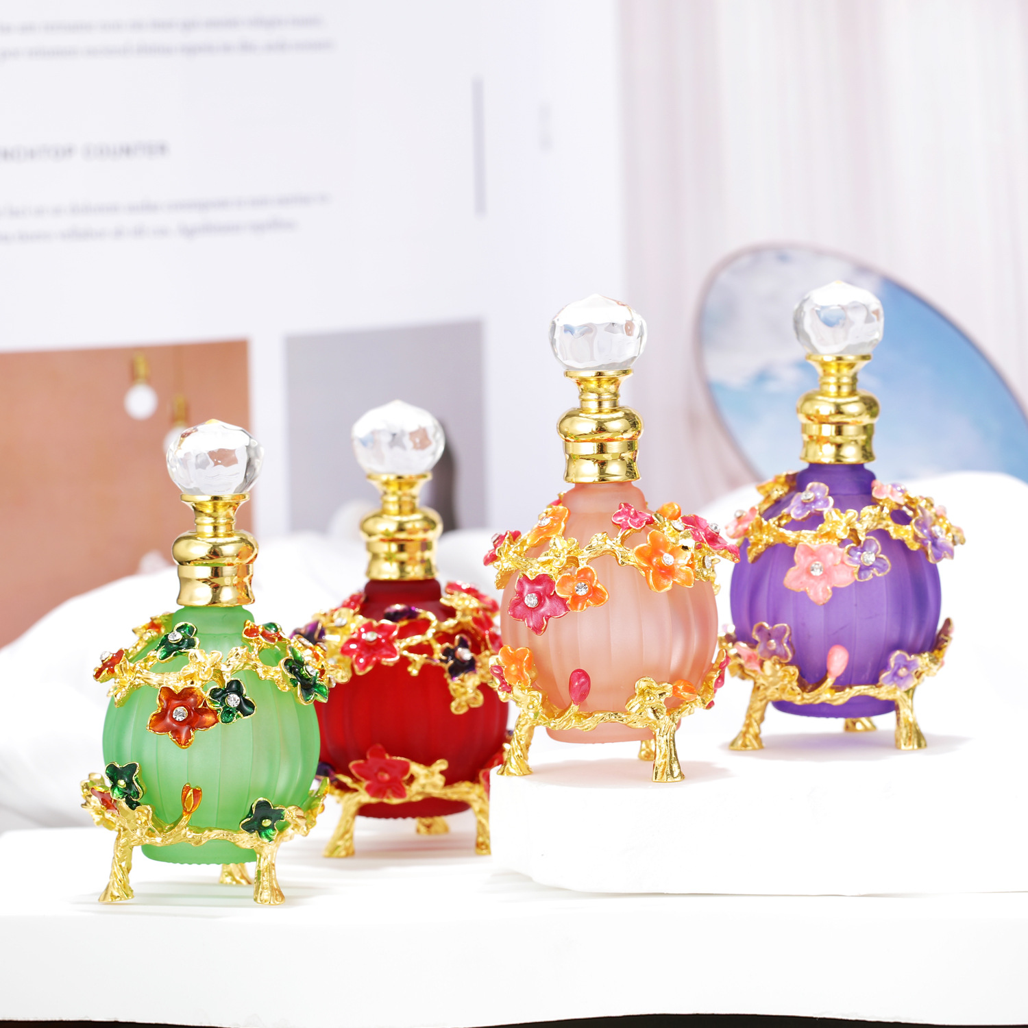 20毫升跨境香水瓶美容院螺纹瓶合金玻璃真空分装瓶精油瓶小容量