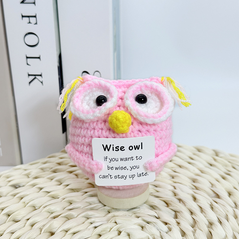 Cross-Border Finished Handmade Knitted Foreign Trade Owl Small Doll Wool Crocheted Cactus Positive Potato Ornaments