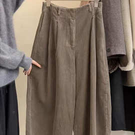 今日份推荐！复古韩版灯芯绒阔腿裤秋冬2025小个子百搭遮跨休闲裤