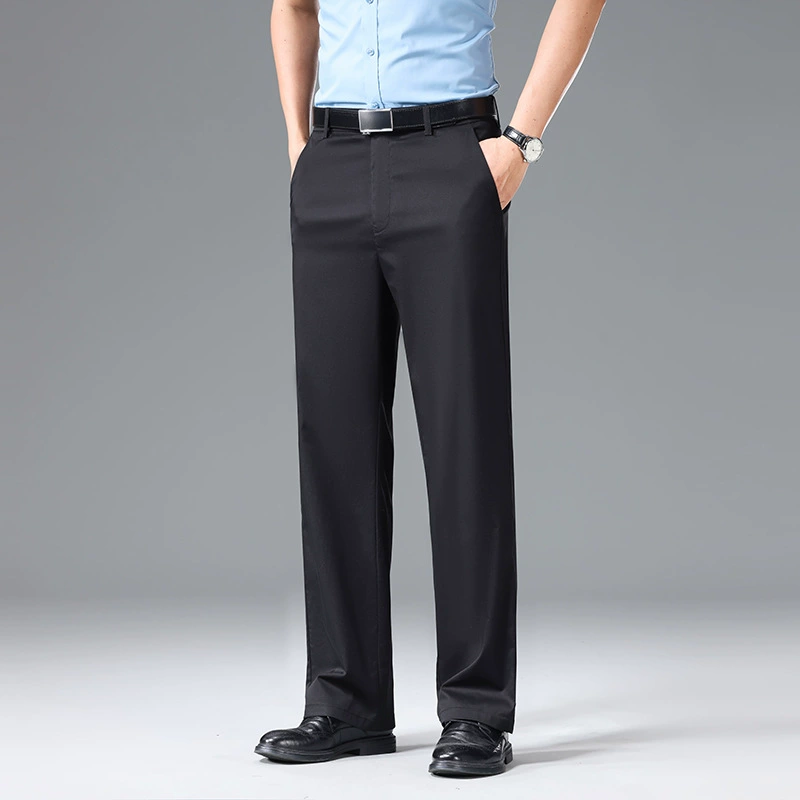 Мужские хлопковые брюки без глажки, лето 2025, тонкие, прямые, деловой повседневный стиль, дышащие, базовый стиль