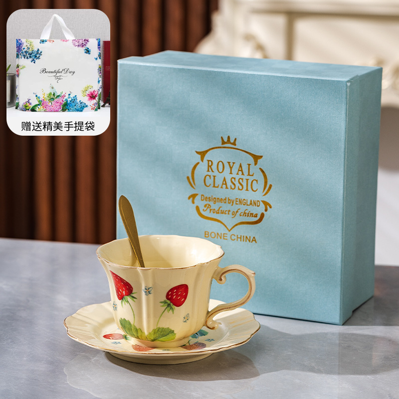 軽くて豪華でハイエンドのセラミックコーヒーカップとソーサー、ホームビューティーサロンフラワーティーカップ、親友の誕生日プレゼント、女の子のアフタヌーンティー|undefined