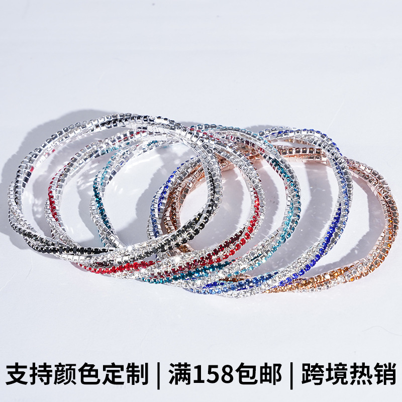 Twist Bracelet Twist Gradient Bracelet Women's All-match Diamond-studded Stretch Rhinestone Bracelet Wholesale