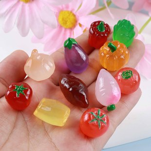Tide play new resin miniature luminous simulation fruit and vegetable fruit radish tomato diy Tide play decompression blind bag accessories