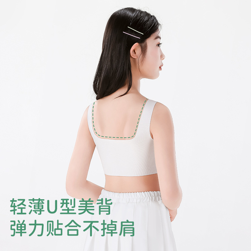 Ropa interior de niñas en desarrollo, sin marcas, cómoda y suave, chaleco transpirable para niñas, sujetador de espalda hermoso sin hebilla image 3