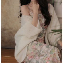 2024春夏新款休闲百搭马海毛弧形外搭针织衫女秋季新款上衣