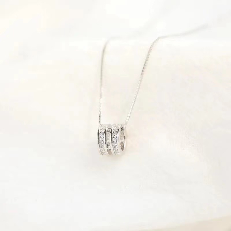智贝详情图_3镀银饰女项链韩版镶钻锆石H型项链小众轻奢风网红