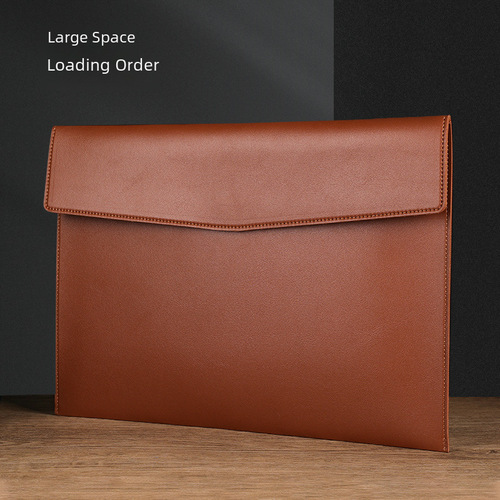 Leather A4 file bag contract document package large capacity student exam material storage bag business document bag customization