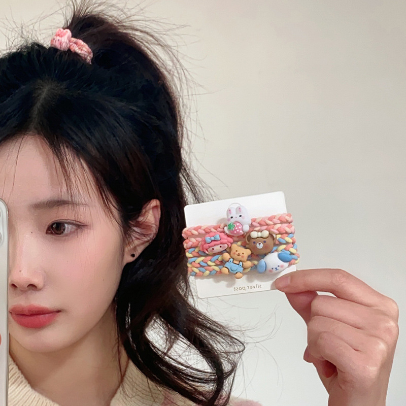可爱卡通头绳橡皮筋女扎头发绳高弹力耐用高马尾发圈皮套儿童头饰|undefined