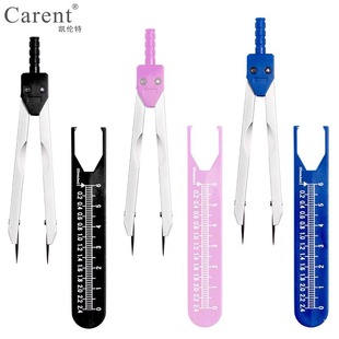 Medical students use compasses in cardiology department to measure electrocardiogram. Caliper with set of graduated scale and dividing tracks