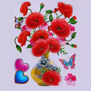 3D three-dimensional wall stickers self-adhesive vase stickers bedroom background wall decoration creative flower wardrobe door refrigerator stickers