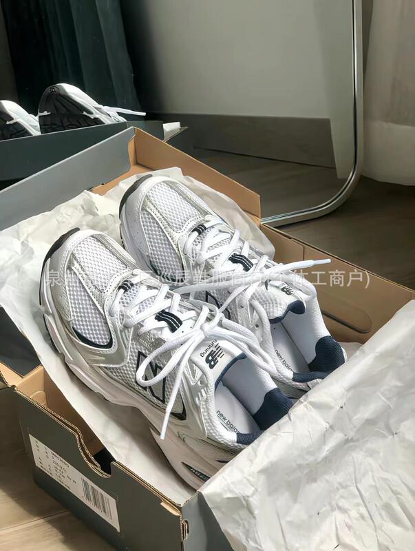 NB530莆田シューズ純正白銀グレー銀男女兼用カップル通気性スポーツ厚底増高スポーツシューズ軽量|undefined