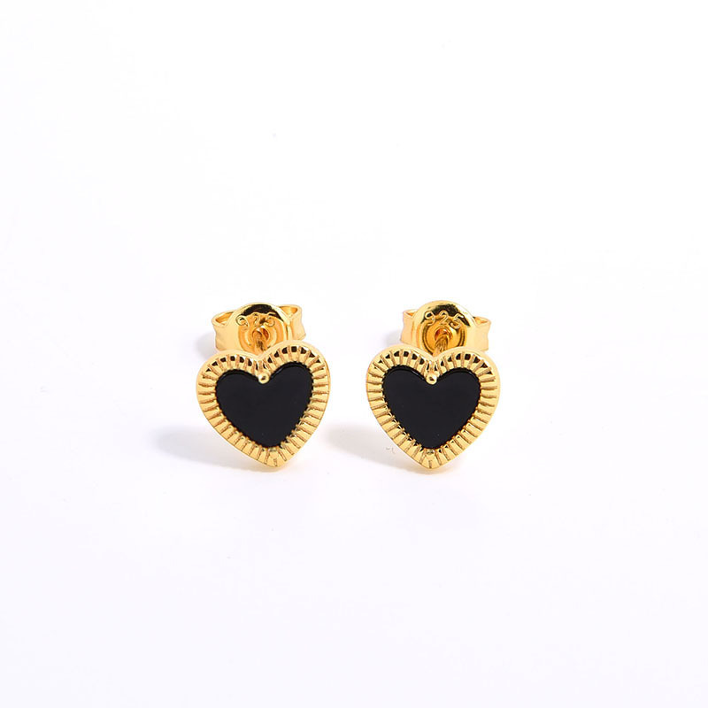 4g Weight 925 Sterling Silver Ear Needle Material Agate, Shell Inlay Material Ear Studs Classification 1 Pair Quantity Holiday, Daily Occasion 925 Sterling Silver Material Heart Shape Pattern Women's Gender Inlay Design Sweet, Simple Style Style 1 Pair 925 Sterling Silver Agate Shell Heart Shape Ear Studs 18