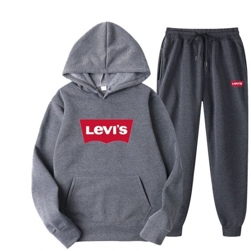 Amazon Letter Print Sweatshirt for Men, Spring and Autumn Levis Retro High Street Hoodie, Trendy Sweatshirt and Sweatpants