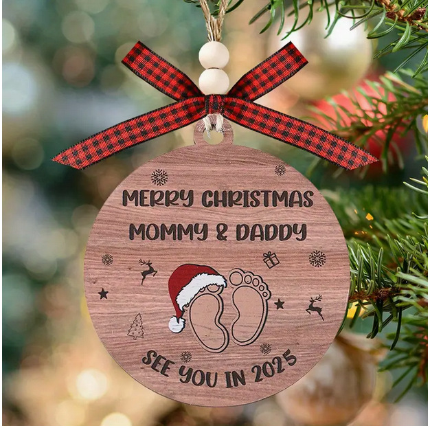 Colgante de árbol de Navidad Merry Mommy y Daddy explosivo transfronterizo para futuros padres