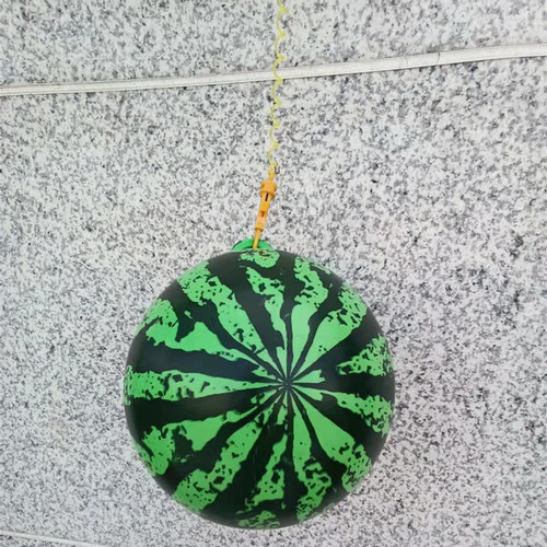 Internet celebrity street stall inflatable football watermelon racket with chain pattern practice ball elastic ball toy wholesale