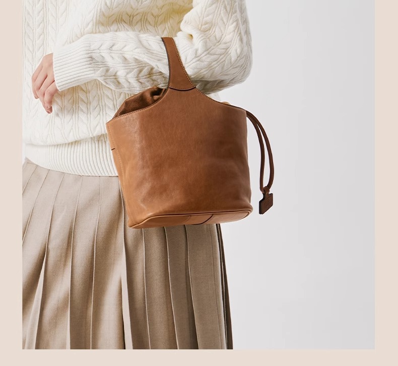 Qiu Zhen – sac à main à bandoulière en cuir véritable de vache tanné, sac panier à légumes de grande capacité pour les déplacements, femme_voghion.com
