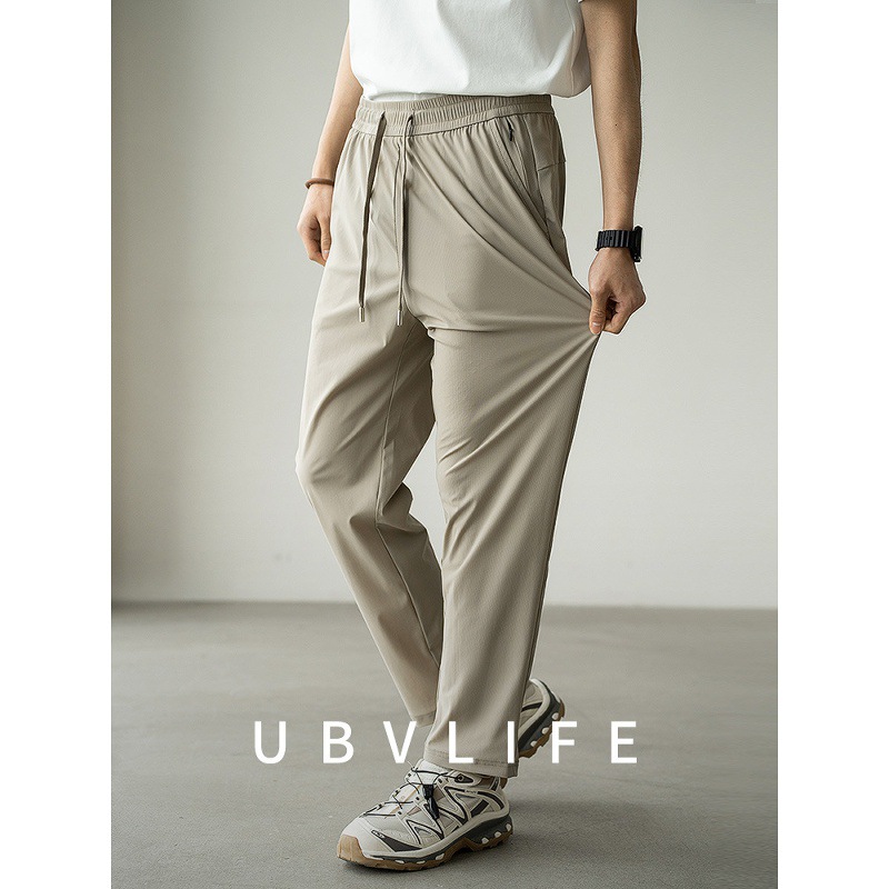 [쿨한 느낌 4 면 탄환] 얇은 아이스 실크 와이드 레그 팬츠 남자 2025 년 여름 야외 스포츠 비즈니스 캐주얼 새 바지