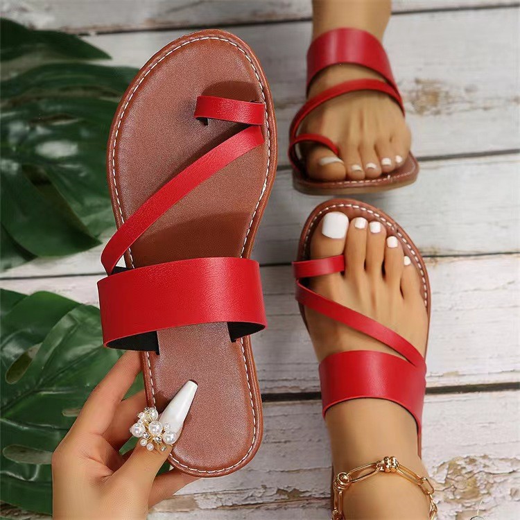 2025 Spring/Summer New Plus Size Women's Shoes Slip-On Fashion Comfortable Flat Sandals_voghion.com