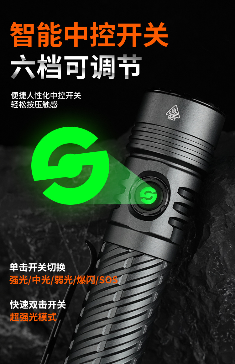 Lingfei JD-P1 High-Brightness Flashlight Rechargeable Portable Outdoor Household Aluminum Alloy Long-Range Cross-Border Wholesale In Stock