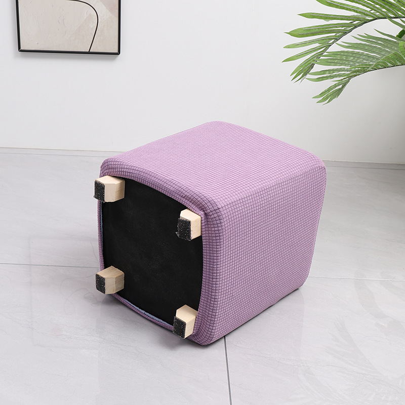 Grenzüberschreitender elastischer wasserdichter Waffelmais-Quadrat-Hocker-Bezug Staubschutz Haus Sofa All-Inclusive niedriger Hocker-Überzug