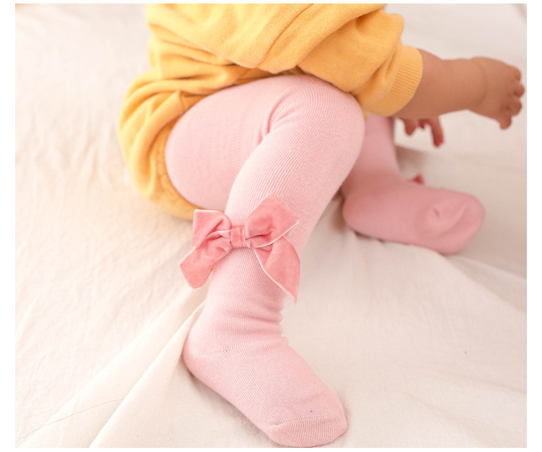 Cute Solid Color Bowknot Cotton Pants & Leggings display picture 4
