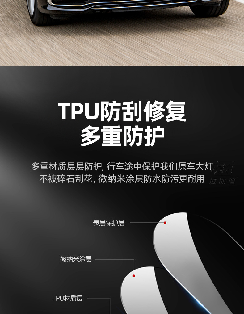 Suitable for Mercedes-Benz TPU headlight film A- class B- class C- class E-class anti-scratch repair scratch light control blackened film TPU protective film