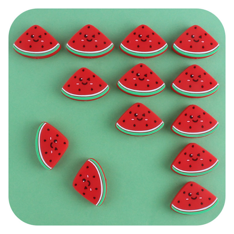 Creativo DIY bebé suministros de dibujos animados de silicona pequeña sandía juguete teether bebé molar pezón cadena teether Accesorios
