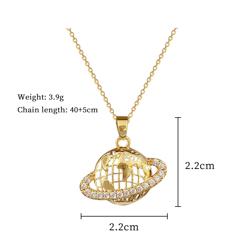 Galaxy Surrounds The Earth, Light Luxury Temperament, Gorgeous Diamond Necklace, Female Versatile Collarbone Chain, Titanium Steel Chain_voghion.com