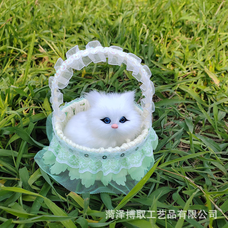 猫のレースを模倣したバスケットと呼ばれます。猫の誕生日プレゼント工芸品の置物は動物の模型レースを模倣します。|undefined