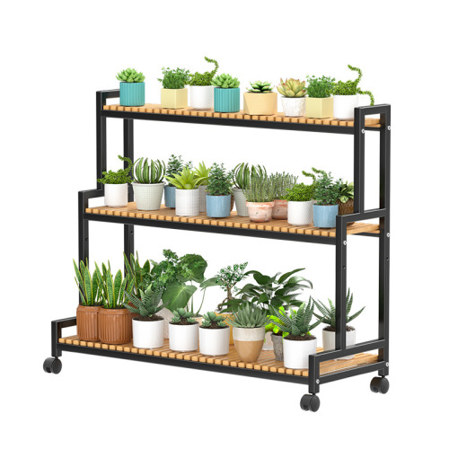Flower rack storage rack outdoor balcony flower rack living room floor-standing iron stepped multi-layer movable flower pot rack