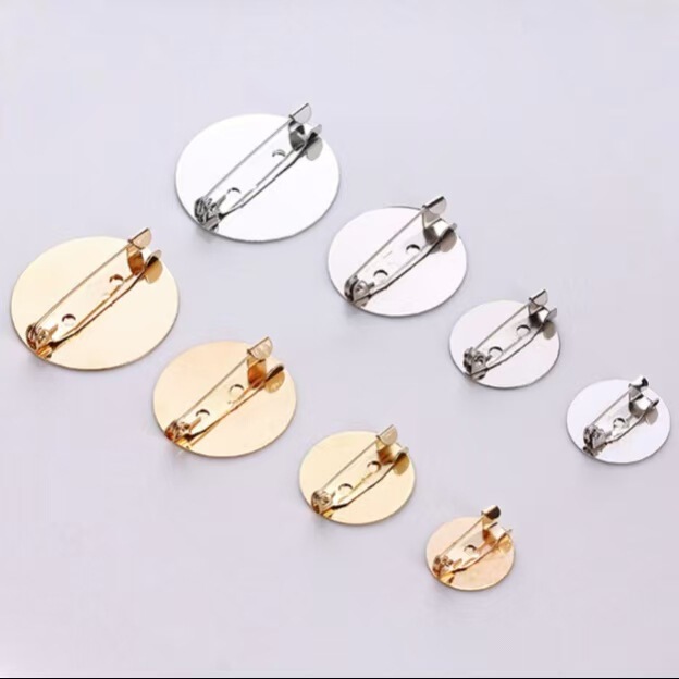 High-grade disc pin gold and silver thick round tray pin DIY jewelry accessories round brooch wholesale factory